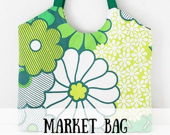 Market tote sewing pattern (PDF) instant download, bag sewing pattern, sewing pattern, tote bag sewing pattern, market bag sewing pattern