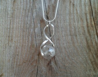 SALE! 925 Silver Dandelion Necklace - Dandelion in Glass - Dandelion Necklace -Terrarium Necklace - Make a Wish!