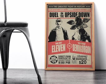Stranger Things poster boxing wall art, Eleven, funny poster, geek decor, Demogorgon art, Demogorgon print, geek poster, stranger things