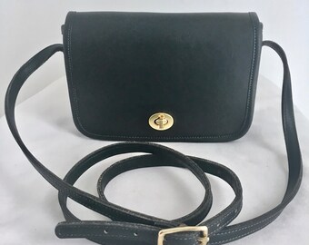 Vintage Little Black Leather Bag by Laura USA