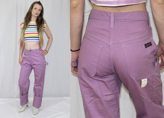 vintage 80s dee cee lavender purple high waist retro carpenter