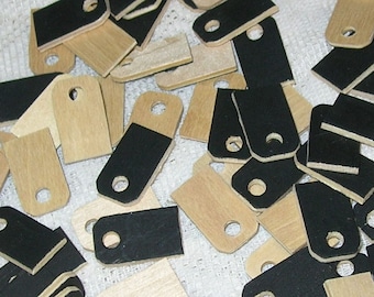 Tiny Price Tags made of Wood, Black and Natural, Necklace Supply, Jewelry making, Scrapbooking, Altered Arts, Mixed Media, Wooden Charm