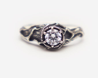 Twig Engagement Ring, Tree Branch, Clear Quartz Ring, Mineral Jewelry, Mineral Ring, Twig Ring, White Gem Ring, Rock Crystal Quartz