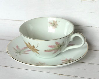 Vintage Maple Leaf Pattern Teacup and Saucer