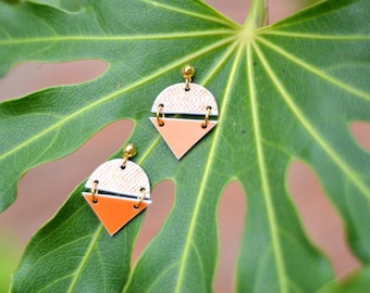 Coral earrings, geometric earrings, geometric orange earrings, orange jewelry, geometric orange jewelry, big earrings, set jewelry,