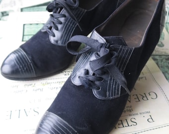 1940 Manfield Navy Suede & scarpe stringate in pelle