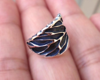 Winter Leaf ear cuffs Sterling Silver earrings Sterling silver ear cuff Black for men & women ear clip Jewelry handmade C-181