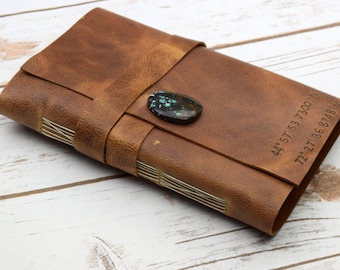 Leather Journal - Personalized Travel Journal - Writing Engraved Notebook