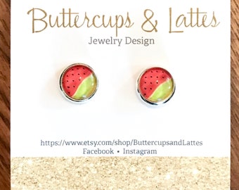 Watermelon Fruit Stud Earrings 10mm