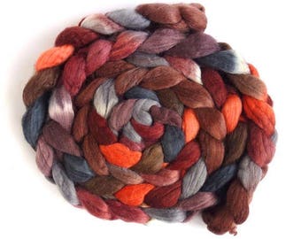 Moving in Circles, Polwarth/Silk Roving - Handpainted Spinning or Felting Fiber