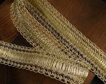 1-1/8" Metallic Gold Braid Trim by 2-yards, MAY-AL313