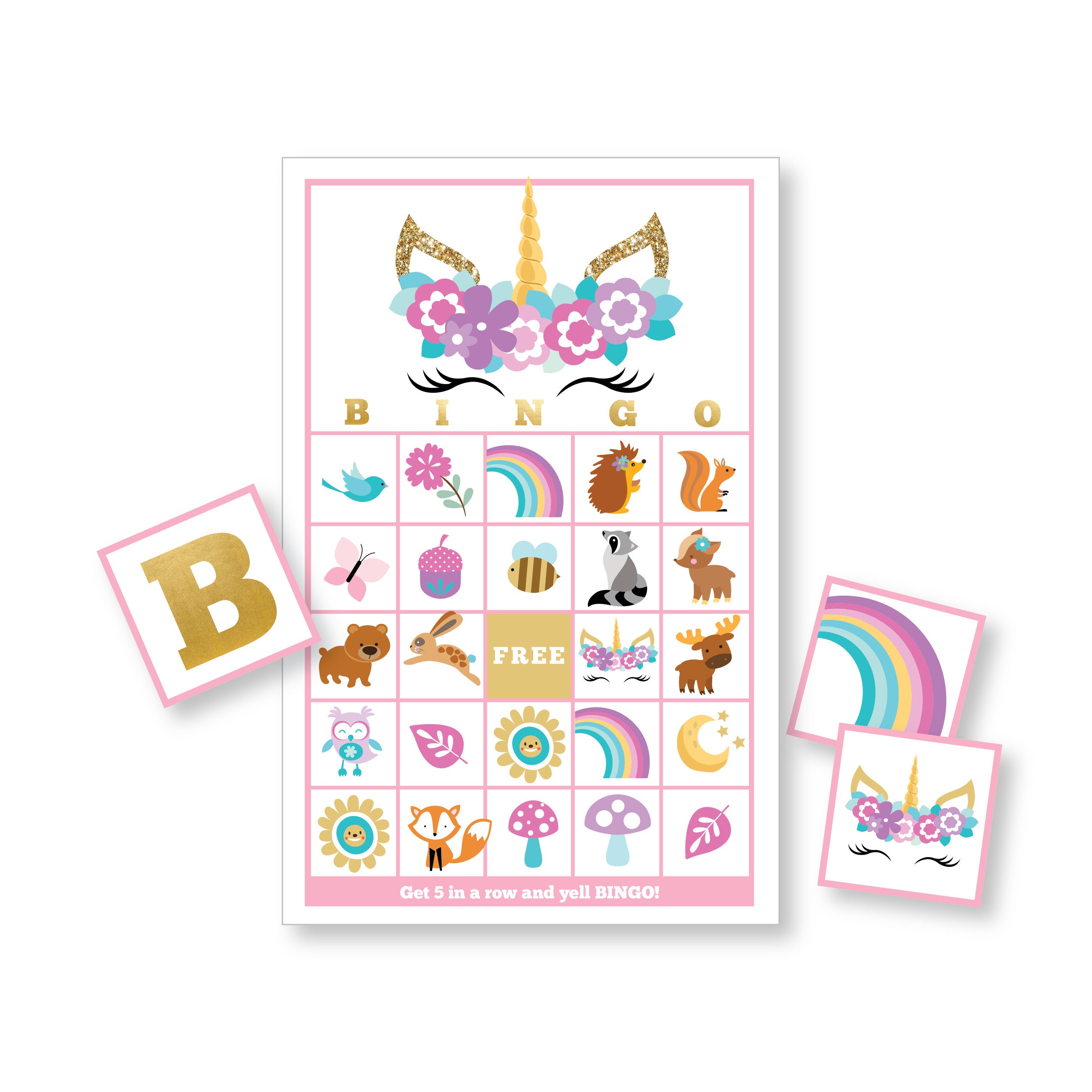 eyelash unicorn bingo game kids printable bingo game