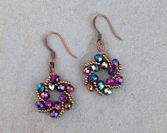 Galaxy Earrings in Phoenix - Rainbow Star Earrings - Gold Crystal Statement Earrings - Sci-fi Earrings - Space Fantasy - Galactic Jewelry