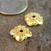 Bali Vermeil Bead Caps, Vermeil 24 Gold Plated Sterling Silver, Bead Caps 3.7 x 13 mm with Wire Ornaments, pkg of 2