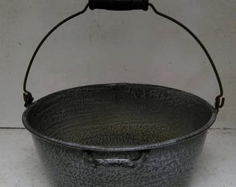 Gray graniteware kettle