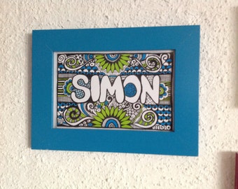 Colorful name images with matching frame-also in black and white-please specify your desired name 4.80 euro