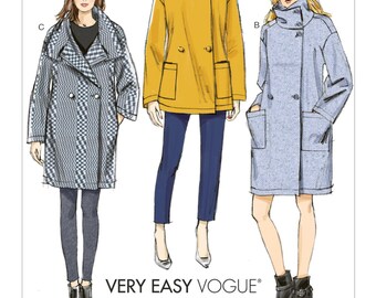 Pick Your Size - Vogue Coat Pattern V9136 - Misses' Dropped-Shoulder Coats in Three Variations - Very Easy Vogue
