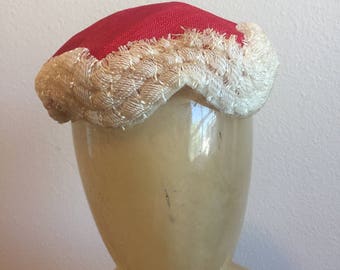 Red and white vintage fascinator hat