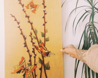 Vintage 70's butterfly needlepoint