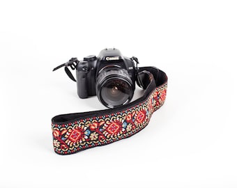 SLR Red Camera Strap - Camera strap vintage - Adjustable Camera strap For Canon, Nikon and More. Woven SLR Camera Strap for Men and Women