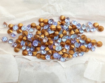 Vintage Sappharine ("Saphiret") MC facetted glass chatons, foiled back, 21 SS - round - 1 piece - C51