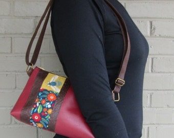 Small Vegan Leather Crossbody Bag - Bee Crossbody Bag - Red Vegan Leather Bag