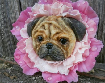 Dogs in flowers brooches