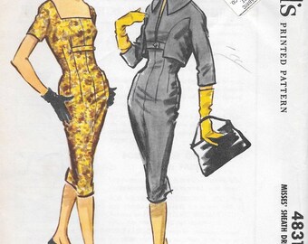 Vintage 1950s McCall's Sewing Pattern 4831- Misses' Sheath Dress and Jacket size 12 bust 32 uncut FF
