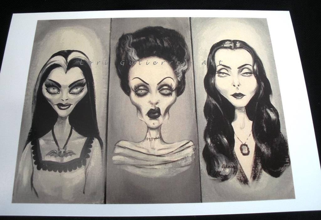 Lily Munster Bride of Frankenstein Morticia Addams Greeting