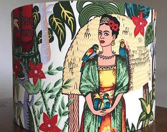 Handmade Frida Kahlo lampshade Frida Lampshade lamp shade Coasters drum lampshade gift for artist Frida Kahlo gift Frida's Garden Feminist