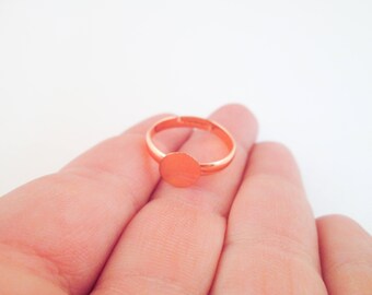 8mm Rose Gold Plated adjustable ring base blanks, pick your amount D143