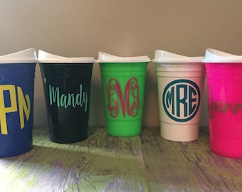 Personalized Solo Cups, Monogrammed Solo Cups, Double-Walled Solo Cups, 16 oz Personalized Solo Cups
