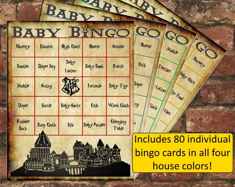 Harry potter baby shower bingo printable