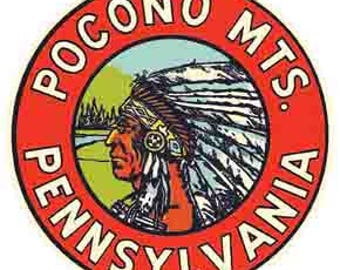 Vintage Style Pocono Mountains PA Pennsylvania Travel Decal sticker
