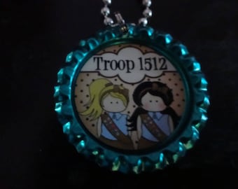 Brownie Girl Scouts Personalized ANY NAME bottle cap necklace - * Free Chain*