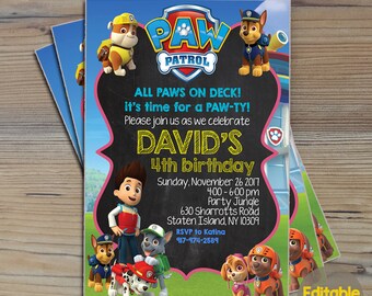 Instant Download-Paw Patrol Invitation,Paw Patrol Birthday,Paw Patrol Birthday Invitation,Paw Patrol Party,Paw Patrol Editable Invitation