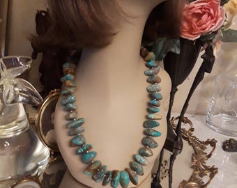 Natural turquoise nugget necklace