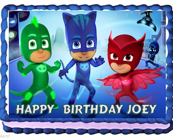 PJ Masks Cake Party Catboy Cake Owlette Gekko Cake Topper with FREE Personalization
