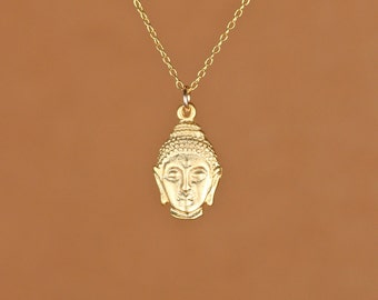 Gold buddha necklace | Etsy