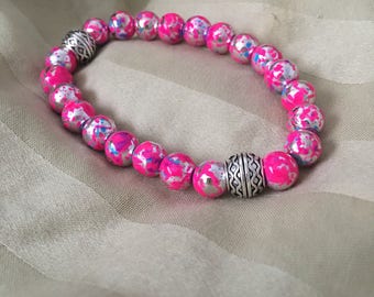 Hot Pink Silver energy Bracelet