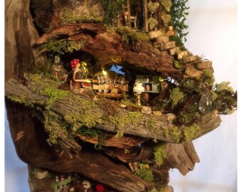 Fairy house, Fairy garden, Custom wood fairy house Miniture dollhouse. MorningSong Abode is truly a unique wonder!