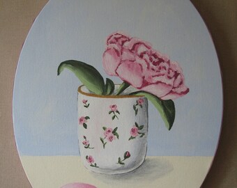 Free shipping! Medallion Peony painting