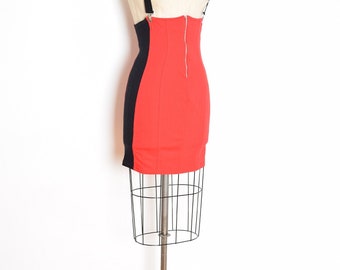 vintage 90s skirt, early 90s clothing, high waisted skirt, suspender skirt, red black skirt, bandage skirt, high waist skirt, tight skirt, M