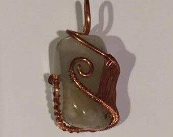 Moonstone Copper Wire Wrapped Pendant