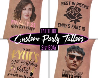 21st birthday party decorations tattoos, finally 21, twenty one, finally legal, 21st birthday gift for her, for him, birthday tattoos, rip