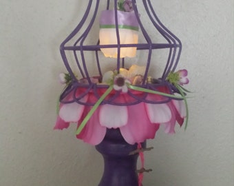Fairy house bird cage OOAK night light