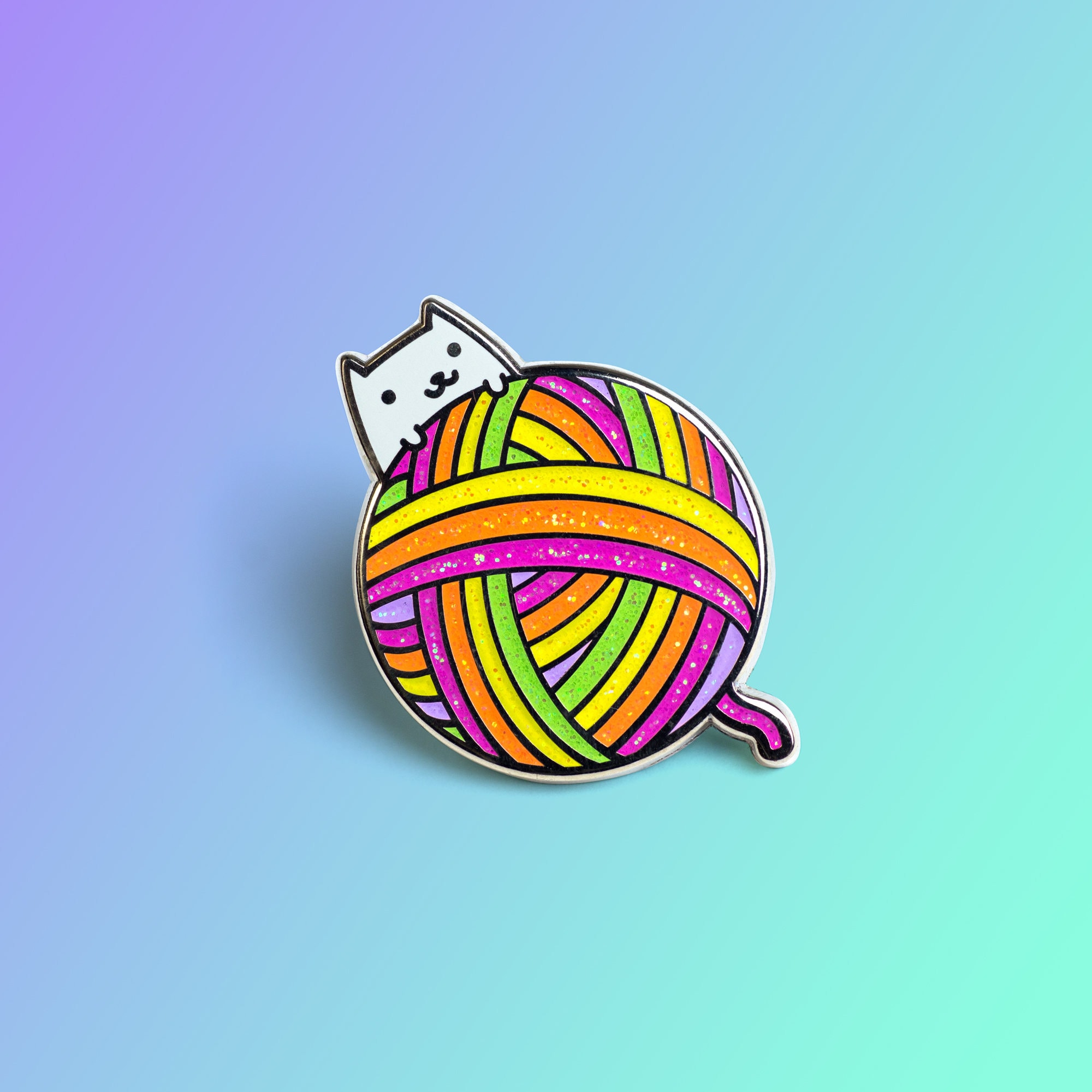 Knitting Cat Hard Enamel Pin Gift for cat lovers / knitting