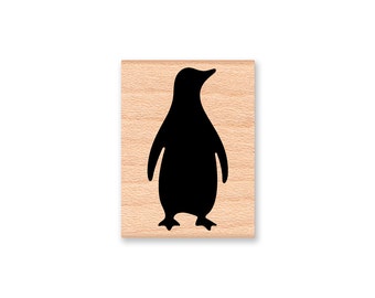 PENGUIN SILHOUETTE-Winter Christmas greetings-Wood Mounted Rubber Stamp(45-17)