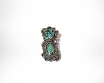 Vintage Silver and Turquoise Ring, Size 4.5