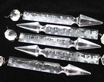 Large Chandelier Prisms Lot of 5 7" Fancy Crystal Prisms Wedding Decor Lamp Supply Sun Catchers